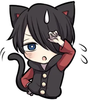 😥 Anime, Katze, Cartoon, Chibi, Kawaii, Süß telegram sticker