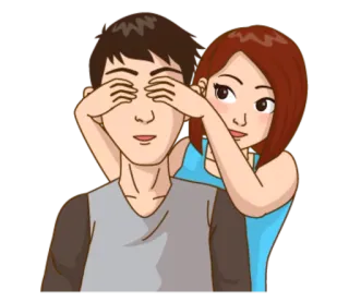 😶 dessin animé, couple, surprise, ludique, amusant, relation, yeux fermés telegram sticker