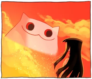 🐱 gato, anime, garota, céu, pôr do sol, desenho animado telegram sticker