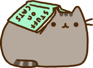 📚 Pusheen STUFF ON CATS Katze, Buch, Cartoon, süß, Pusheen telegram sticker