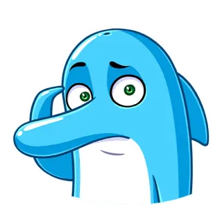 😐 дельфин, мультфильм, животное, грустный, милый, синий telegram sticker