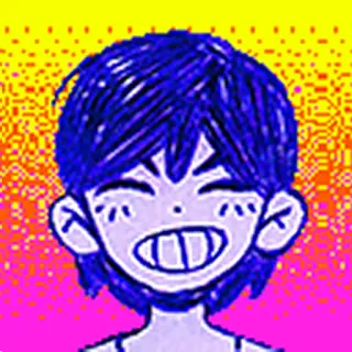 😁 joyeux, sourire, portrait, bleu, rose telegram sticker