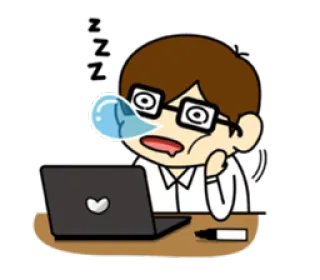 😴 อนิเมะ, คอมพิวเตอร์, เนิร์ด, เหนื่อย, เบื่อ telegram sticker