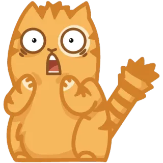 😱 kat, geschrokken, verbaasd, cartoon, oranje kat, bang, grappig, katachtig whatsapp sticker