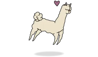 💕 Alpaca, Animal, Lindo, Corazón, Dibujos animados, Llama whatsapp sticker