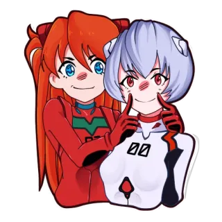 🙃 Asuka Langley Soryu and Rei Ayanami Neon Genesis Evangelion Anime, Manga, Charakter, Neon Genesis Evangelion, Asuka Langley Soryu, Rei Ayanami telegram sticker