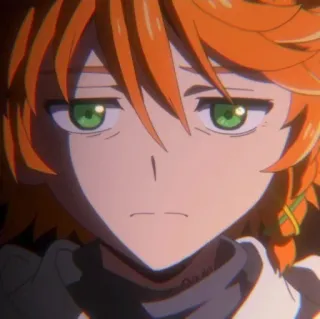 🧡 Anime, Charakter, Porträt, Orange Haare, Grüne Augen whatsapp sticker