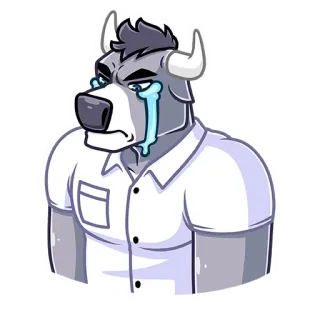 😭 퍼리, 의인화, 황소, 울음, 슬픔, 만화, 스티커 telegram sticker