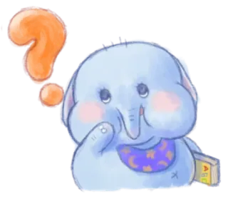 🍯 Elefant, Fragezeichen, niedlich, Cartoon, Baby, Tier telegram sticker