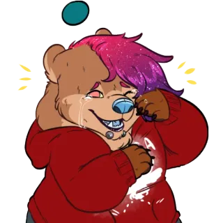 🍶 urso, peludo, desenho animado, chorando, arte digital, personagem telegram sticker