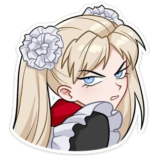 😒 blonde, anime, maid, female, cartoon telegram sticker