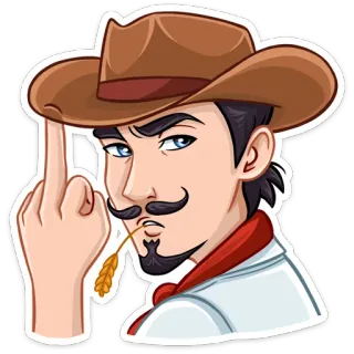 🖕 Cowboy, Doigt d'honneur, Offensant, Dessin animé telegram sticker