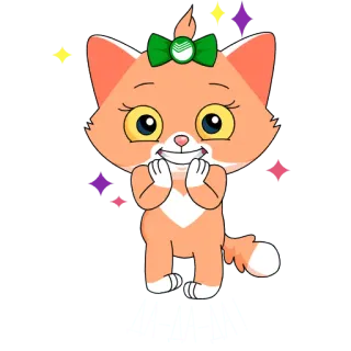 🤩 cat, cute, cartoon, animal, sparkles, bow telegram sticker