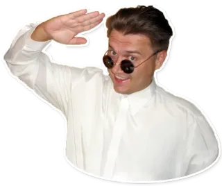 🖐 homem, pessoa, saudação, cumprimento, óculos telegram sticker