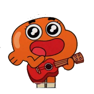🎶 Darwin Watterson The Amazing World of Gumball Cartoon, Tier, Fisch, Gitarre, Musikinstrument, Figur whatsapp sticker