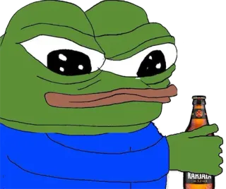 🐸 Pepe the Frog Pepe la Rana, rana, meme, bebiendo, alcohol, karljala telegram sticker