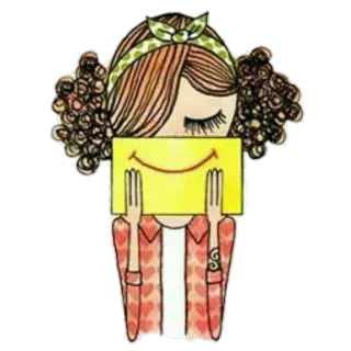 😁 sticker, illustrazione, ragazza, smiley, cartone animato, carino, sorridente telegram sticker