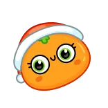😈 orange, fruit, noël, bonnet père noël, mignon, dessin animé, autocollant telegram sticker