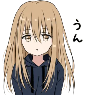 😲 うん 动漫女孩, 帽衫, 日式, 可爱, 贴纸 whatsapp sticker