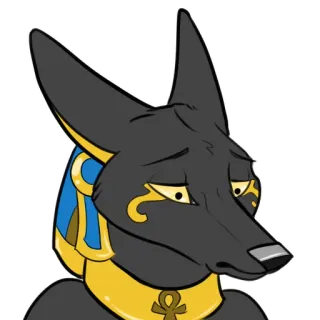 😞 อานูบิส, เศร้า, อียิปต์, สุนัขจิ้งจอก, เฟอร์รี่ telegram sticker