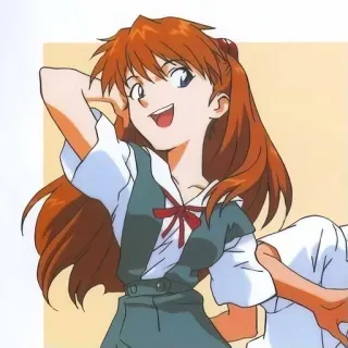 ❤️ Asuka Langley Sohryu Neon Genesis Evangelion anime, gadis, rambut oranye, Evangelion, tersenyum telegram sticker