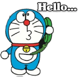 😁 Doraemon Hello... Дораэмон, кот, робот, мультфильм, привет, телефон whatsapp sticker