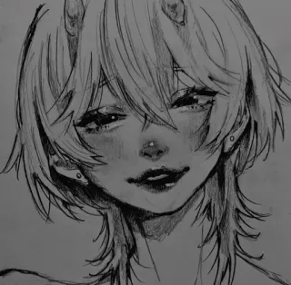 🧧 动漫, 速写, 恶魔, 角, 肖像, 艺术, 绘画, 漫画 telegram sticker