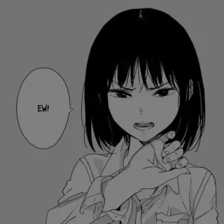 ⌨️ EW! 动漫女孩, 厌恶, 呃, 黑白 telegram sticker
