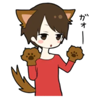🐯 かわい kawaii, fofo, orelhas de animais, anime, desenho animado, cachorro, animal de estimação, patas whatsapp sticker