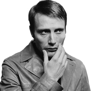 🙊 Mads Mikkelsen Mads Mikkelsen, actor, retrato, blanco y negro, celebridad telegram sticker
