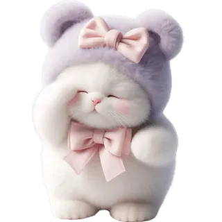 🥺 gato, gatito, lindo, animal, mascota, lazo, esponjoso, kawaii telegram sticker