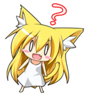 😡 อนิเมะ, คาวาอิ, การ์ตูน, น่ารัก, เครื่องหมายคำถาม, สับสน, หูแมว, ผมบลอนด์ telegram sticker