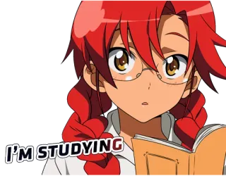 📚 I'M STUDYING anime, girl, studying, reading, school telegram sticker