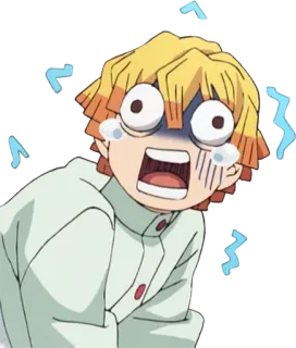 😨 Zenitsu Agatsuma Demon Slayer Anime, Demon Slayer, Zenitsu, assustado, personagem, preocupado telegram sticker