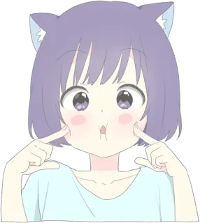 🤡 Anime, Meisje, Leuk, Kattenoren, Kawaii, Cartoon, Personage telegram sticker