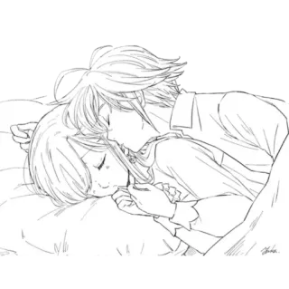 💕 Anime, Paar, Schlafend, Liebe, Romantik telegram sticker