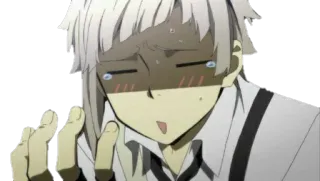 😓 Atsushi Nakajima Bungou Stray Dogs anime, Bungou Stray Dogs, Atsushi Nakajima, envergonhado, corado, nervoso telegram sticker