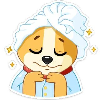 🥎 cachorro, desenho animado, toalha, spa, fofo, animal, relaxamento, beleza telegram sticker