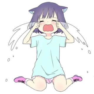 😭 ร้องไห้, อนิเมะ, คาวาอิ, เศร้า, ผู้หญิง, การ์ตูน telegram sticker