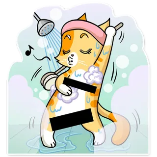 🚿 chat, douche, bain, bulles, mignon, autocollant telegram sticker