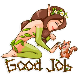 🤚 Good Job fairy, forest, animal, squirrel, good job, cartoon telegram sticker