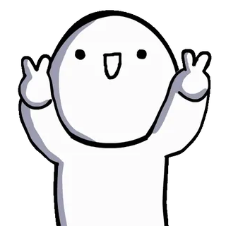 ✌ Мультфильм, Счастливый, Мир, Знак мира, Белый whatsapp sticker