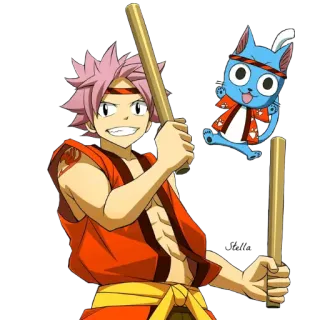 🎉 Natsu Dragneel Fairy Tail Anime, Fairy Tail, Natsu, Happy, Adesivo telegram sticker