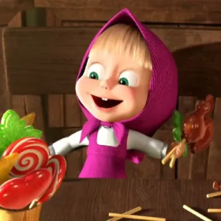 😄 Masha Masha and the Bear мультфильм, анимация, ребенок, Маша и Медведь, сладости, конфеты telegram sticker