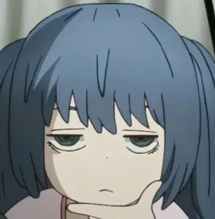 🤔 动漫, 女孩, 卡通, 角色, 面无表情, 无聊 whatsapp sticker