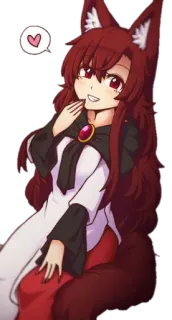 ❤️ Anime, Vosmeisje, Kemonomimi, Schattig, Rood haar, Hart, Fantasy telegram sticker