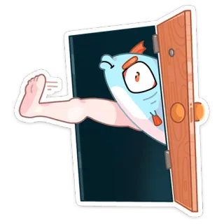 😡 ปลา, ประตู, การ์ตูน, ตลก, แอบมอง, ตัวละคร telegram sticker
