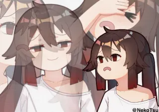 ☹️ @NekoTsu fille animé, expression, émotionnel, kawaii, mème whatsapp sticker