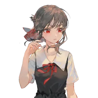 🌈 Anime, Fille, Mignon, Yeux Rouges, Uniforme, Personnage, Illustration telegram sticker