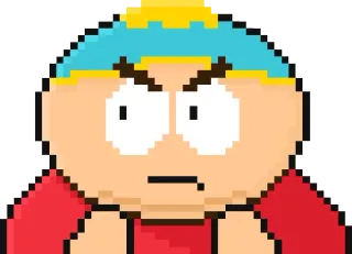 😊 Eric Cartman South Park Южный парк, Эрик Картман, мультфильм, пиксель арт, персонаж, злой telegram sticker